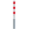 Barrier posts | Steel tube  102 x 2,9 mm | removable, with triangular locking mechanism | hot-dip galvanized and white coatedwith three red reflecting stripes | without eyelet
